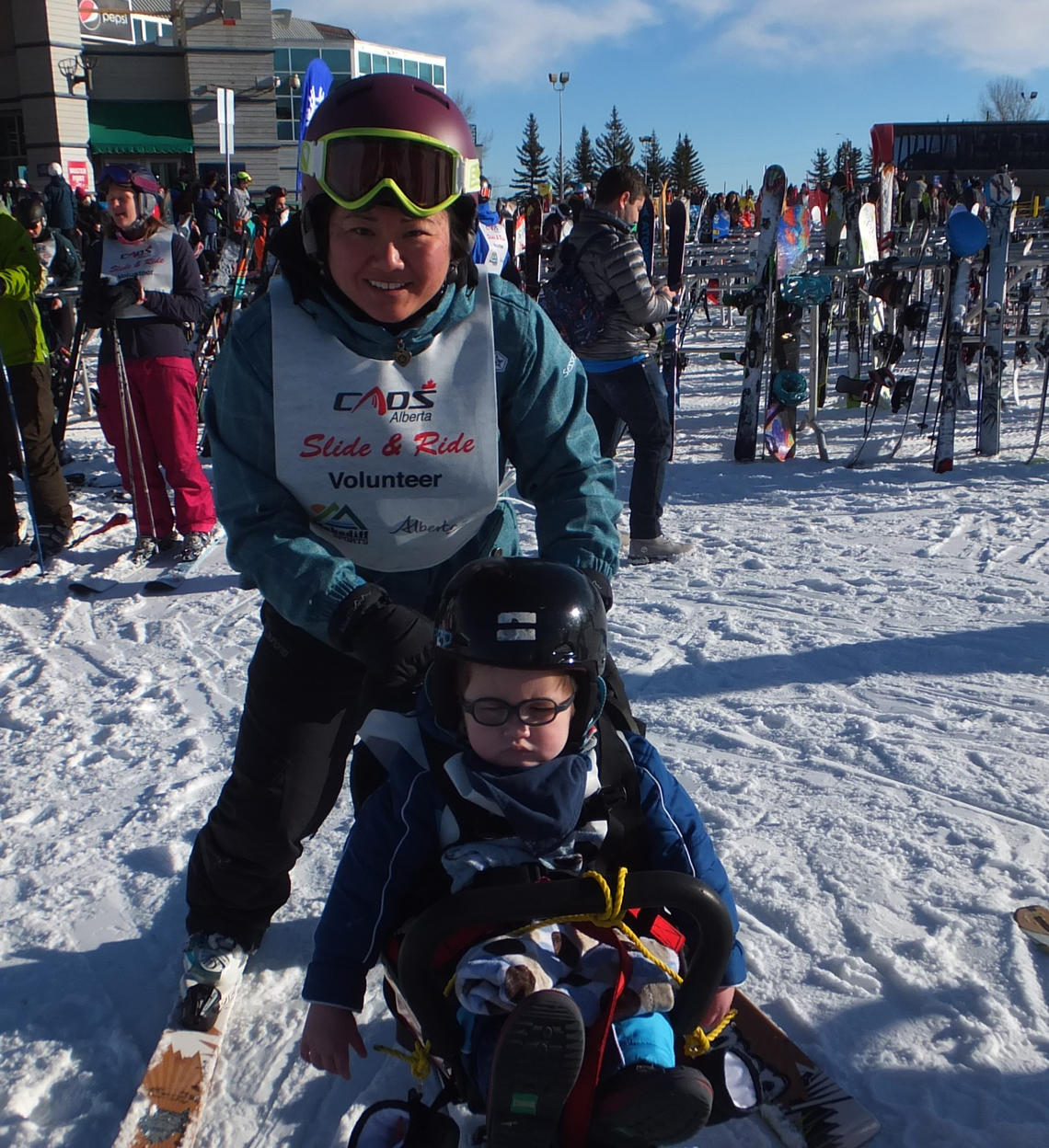 Ryan Ransley and his mom, Fuyo Amy Watanabe, enjoy a day of skiing with the Canadian Association for Disabled Skiing. Ryan is one of about a million Canadians living with an undiagnosed genetic disease. Photo courtesy Fuyo Amy Watanabe