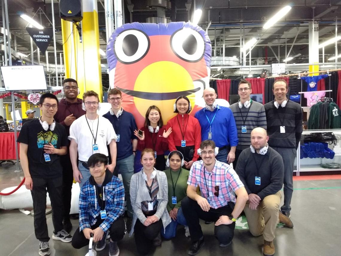 Figure 3. The group with Nathan Pugh and Ivan Maddox  at the DEN3 Amazon fulfillment centre