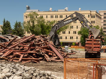 A picture of the Block being dismantled