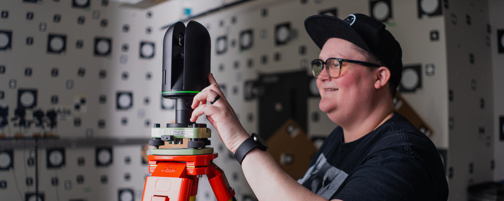 geomatics grad student working with equipment