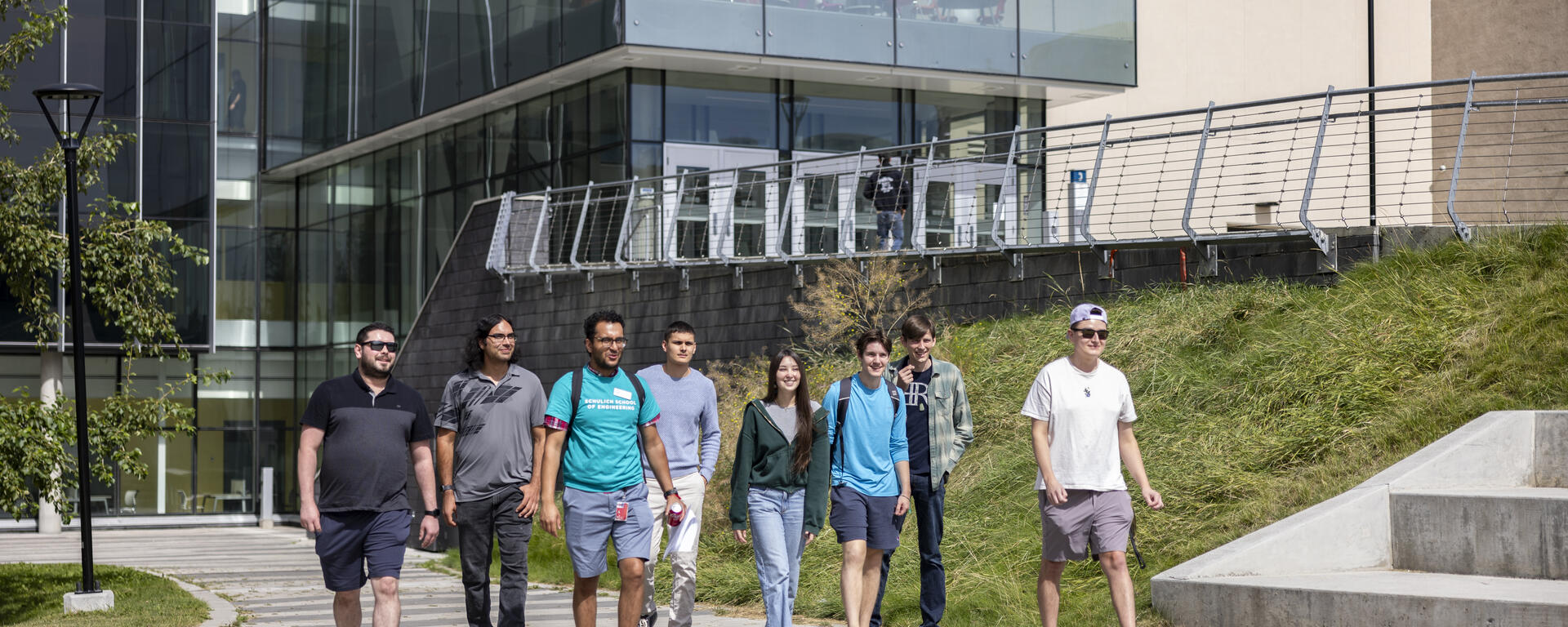 Indigenous Pathways Orientation students walking outside the engineering building