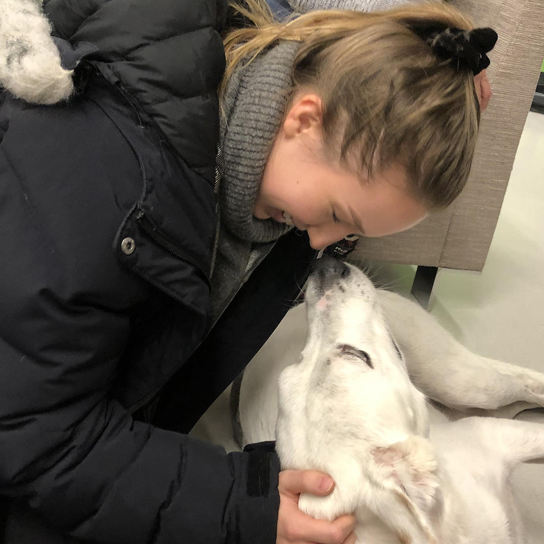 Student with dog