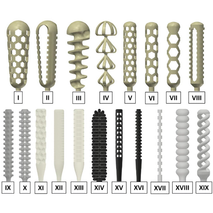 Geometric designs of the heads of 3D printed swabs investigated by Dr. Natale’s group