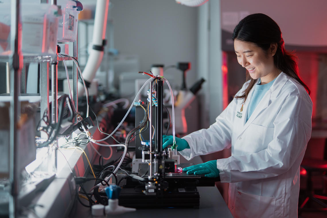 engineering student working in lab
