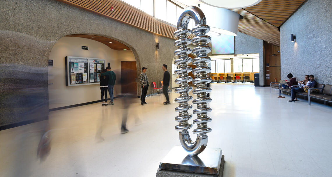 The Zipper is a kinetic piece of art created by Katie Ohe and installed in the Science Theatres lobby since 1975.