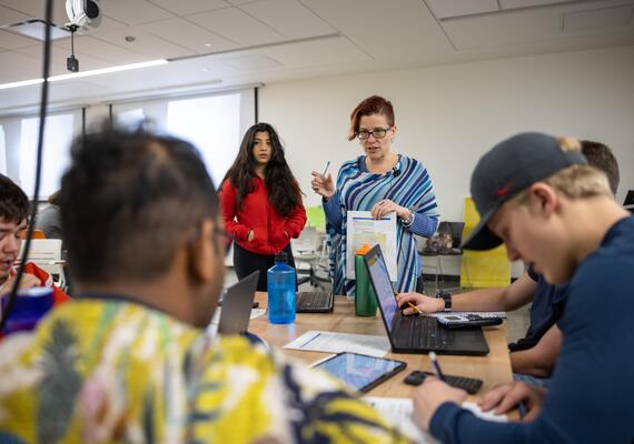 Dr. Kim Johnston, PhD with first-year students