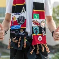 first year scarf with badges
